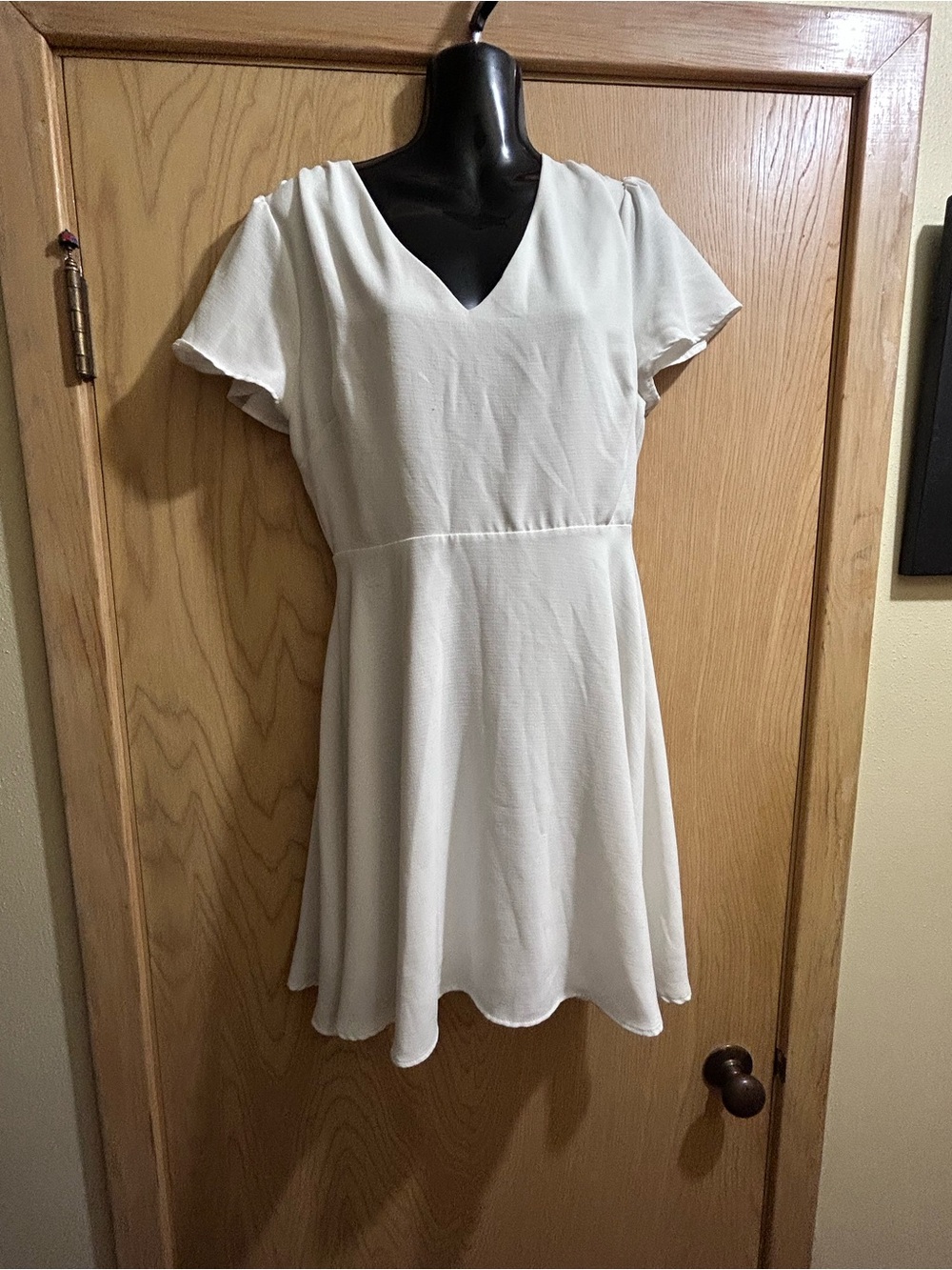 Altar'd State White V-Neck Flowy Mini Dress